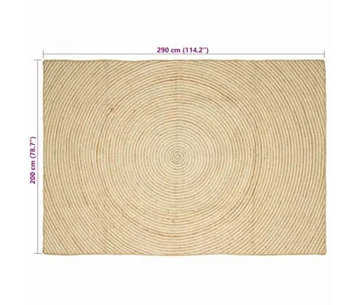 Paklājs Dabisks Un Balts 200 X 290 Cm Džuta Vidaxl