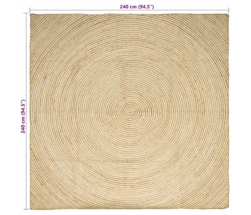 Paklājs Dabisks Un Balts 240 X 240 Cm Džuta Vidaxl