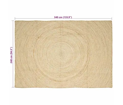 Paklājs Dabisks Un Balts 240 X 340 Cm Džuta Vidaxl