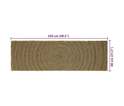 Paklājs Dabīgs Un Melns 80 X 250 Cm Džuta Vidaxl