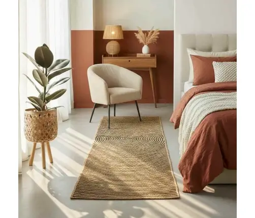 Paklājs Dabīgs Un Melns 80 X 400 Cm Džuta Vidaxl