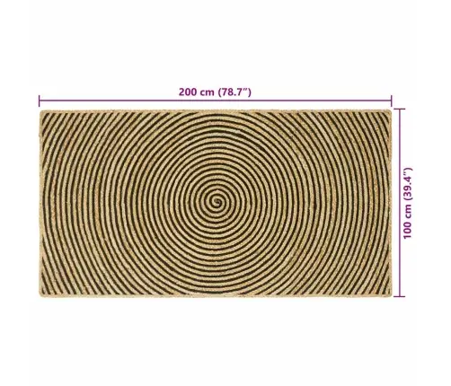 Kilimas Natūrali Ir Juoda 100 X 200 Cm Džiutas