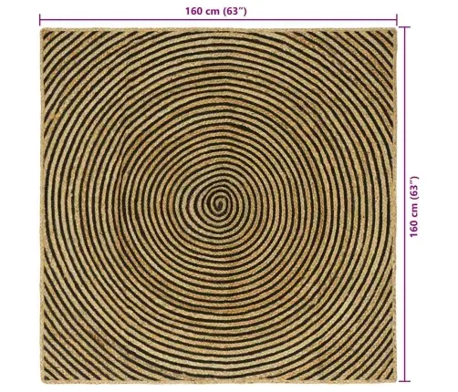 Paklājs Dabīgs Un Melns 160 X 160 Cm Džuta Vidaxl