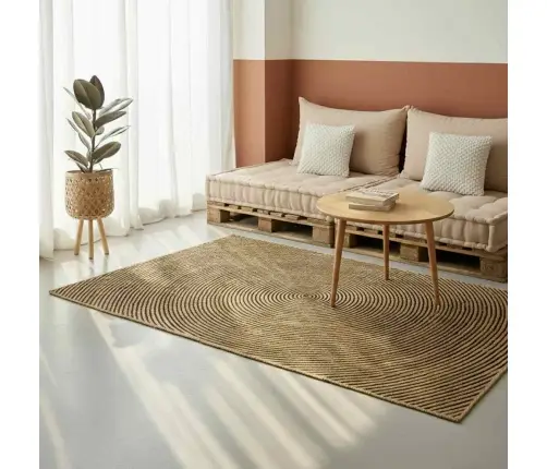 Paklājs Dabīgs Un Melns 300 X 300 Cm Džuta Vidaxl