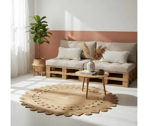 Paklājs Brūna Ø 180 Cm Džuta Vidaxl