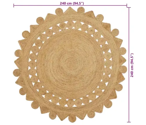 Paklājs Brūna Ø 240 Cm Džuta Vidaxl