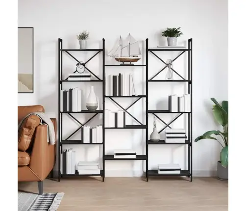 Grāmatu Plaukts Melns Ozols 156 X 25 X 167.5 Cm Vidaxl