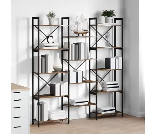 Knygų Lentyna Dūminio Ąžuolo 156 X 25 X 167,5 Cm