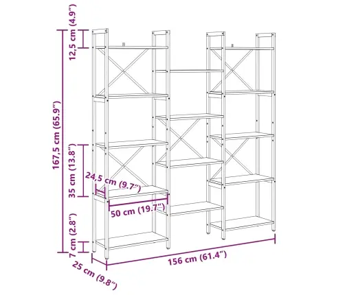 Knygų Lentyna Sena Mediena 156 X 25 X 167 Cm Apdirbta Mediena