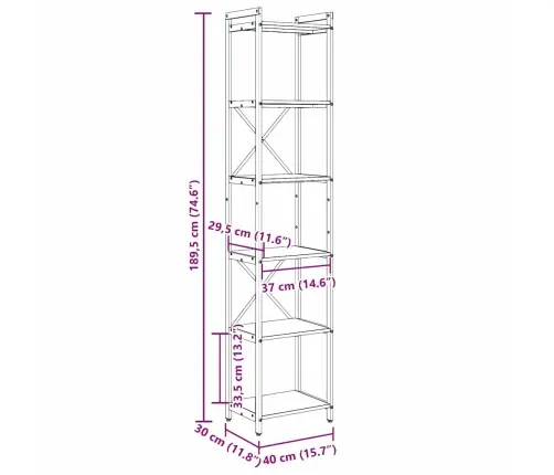 Grāmatu Skapis Vecs Koks 40 X 30 X 188 Cm Inženierijas Koks Vidaxl