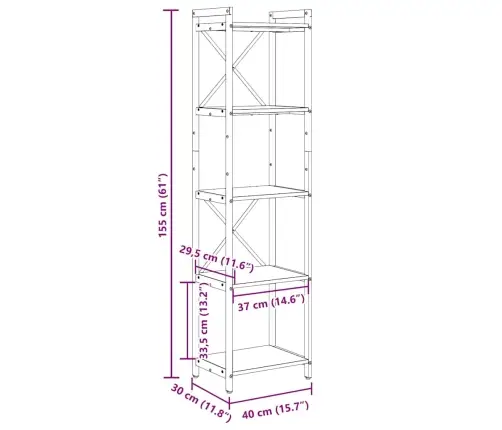Raamatukapp Vana Puit 40 X 30 X 155 Cm Tehispuit