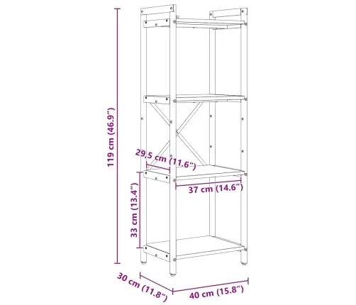 Raamatukapp Käsitöötamm 40 X 30 X 118 Cm Tehispuit