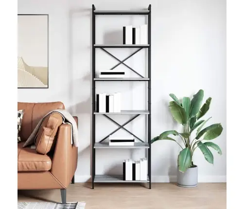 Grāmatu Skapis Pelēka Sonomas Ozola 60 X 30 X 188 Cm Vidaxl