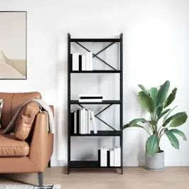 Raamatukapp Must Tamm 60 X 30 X 153 Cm Tehispuit