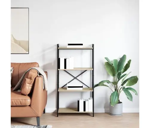 Grāmatu Skapis Sonomas Ozola 60 X 30 X 118 Cm Mdf Un Tērauds Vidaxl