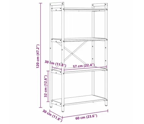 Raamatukapp Suitsutatud Tamm 60 X 30 X 118 Cm Tehispuit