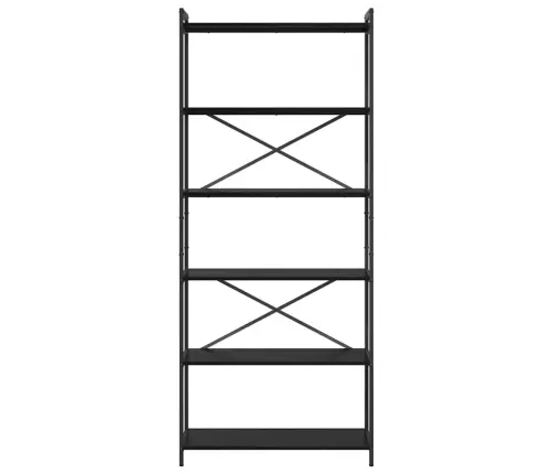 Grāmatu Skapis Melns Ozols 80 X 30 X 188 Cm Koks Un Tērauds Vidaxl