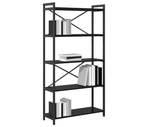 Raamatukapp Must Tamm 80 X 30 X 153 Cm Tehispuit