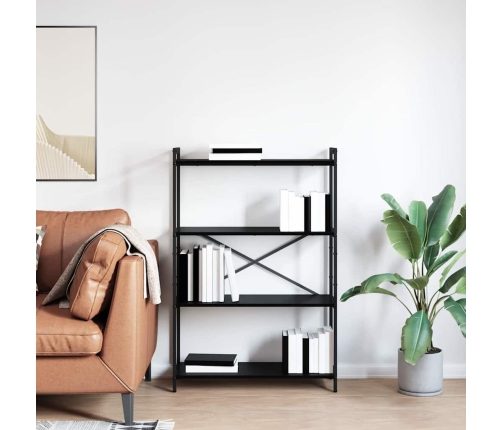 Grāmatu Skapis Melns Ozols 80 X 30 X 118 Cm Inženierijas Koks Vidaxl