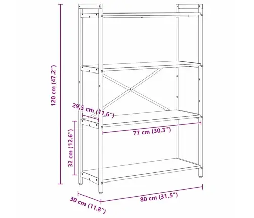 Knygų Lentyna Sonoma Ąžuolas 80 X 30 X 118 Cm Apdirbta Mediena
