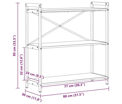 Grāmatu Skapis Vecs Koks 80 X 30 X 83 Cm Inženierijas Koks Vidaxl