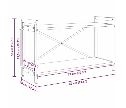 Raamatukapp Must Tamm 80 X 30 X 48.5 Cm Tehispuit