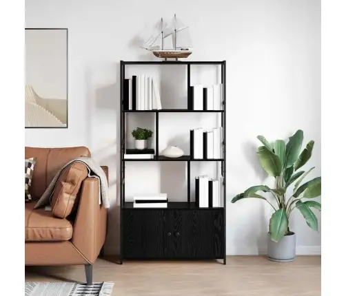 Raamatukapp Must Tamm 80 X 30 X 155.5 Cm Tehispuit