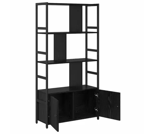 Raamatukapp Must Tamm 80 X 30 X 155.5 Cm Tehispuit