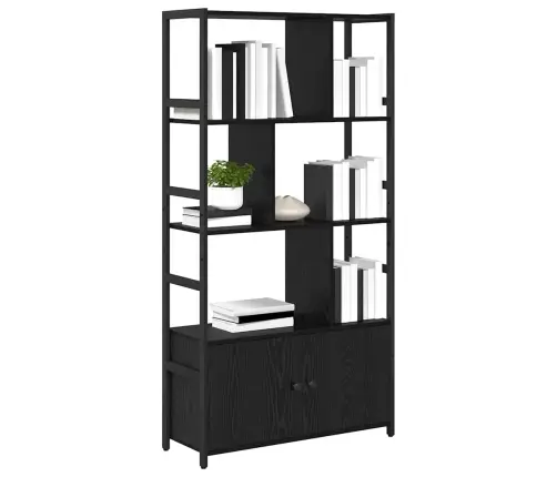 Raamatukapp Must Tamm 80 X 30 X 155.5 Cm Tehispuit