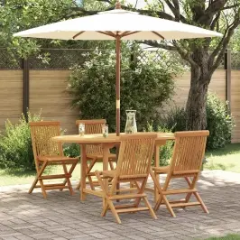 Dārza Ēdamgalds 5 Pcs Brūna Ciets Tekša Koks Vidaxl