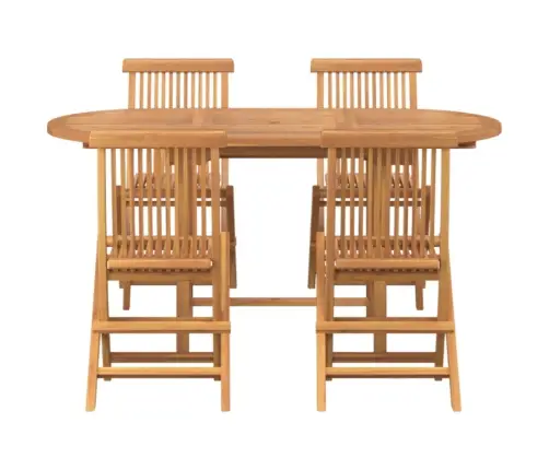 5 Daļu Dārza Galds No Masīva Tīkkoka Vidaxl