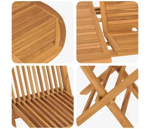 7 Daļu Dārza Galds Masīvs Koks Tīks Vidaxl