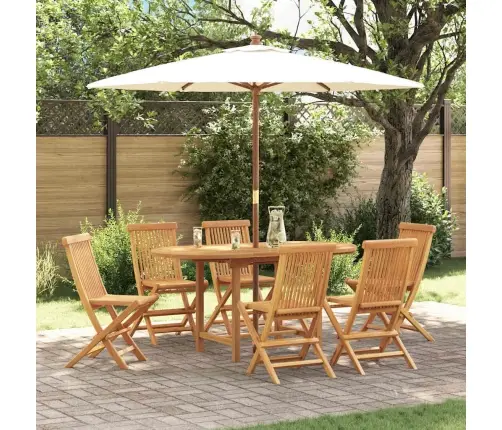 7 Daļu Dārza Galds Masīvs Koks Tīks Vidaxl