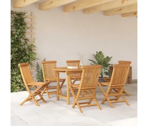 7 Daļu Dārza Galds Masīvs Koks Tīks Vidaxl