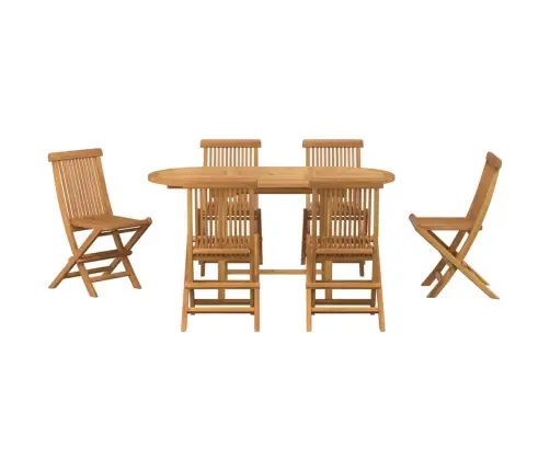 7 Daļu Dārza Galds Masīvs Koks Tīks Vidaxl