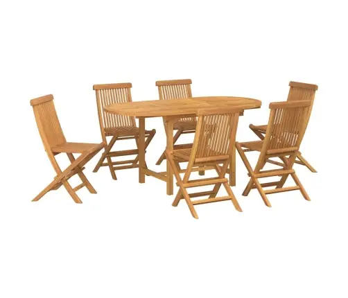 7 Daļu Dārza Galds Masīvs Koks Tīks Vidaxl