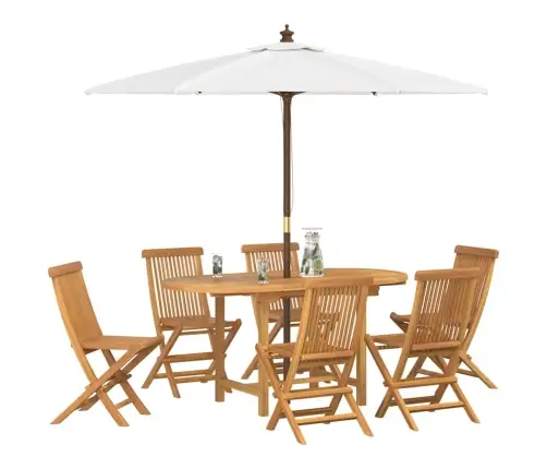 7 Daļu Dārza Galds Masīvs Koks Tīks Vidaxl