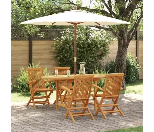 Sodo Valgomojo Komplektas 5 Pcs Ruda Tikmedžio Masyvas