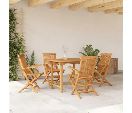 Sodo Valgomojo Komplektas 5 Pcs Ruda Tikmedžio Masyvas