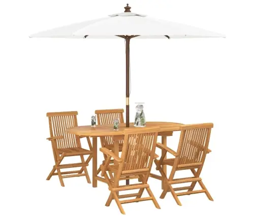 Sodo Valgomojo Komplektas 5 Pcs Ruda Tikmedžio Masyvas