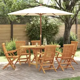 Aia Söögilaudade Komplekt 7 Pcs Pruun 160 X 80 X 75 Cm