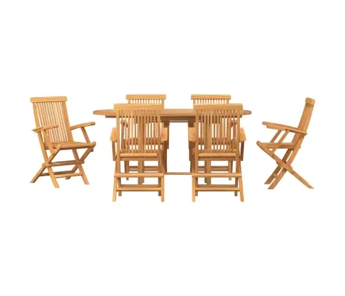 7 Daļu Dārza Ēdamgalds No Masīva Tīkkoka Vidaxl