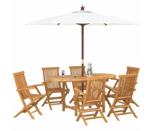 7 Daļu Dārza Ēdamgalds No Masīva Tīkkoka Vidaxl 7 Daļu Dārza Ēdamgalds No Masīva Tīkkoka Vidaxl