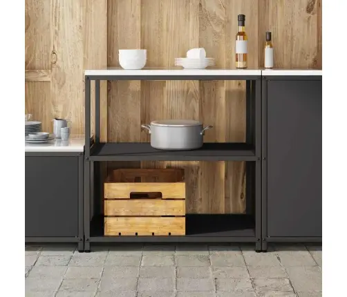 Virtuves Uzglabāšanas Plaukts Melna 60 X 50 X 92 Cm Tērauds Vidaxl