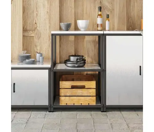 Virtuves Uzglabāšanas Plaukts Sudraba 60 X 50 X 92 Cm Vidaxl