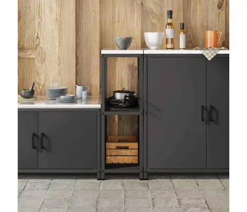 Virtuves Uzglabāšanas Plaukts Melna 60 X 50 X 92 Cm Tērauds Vidaxl