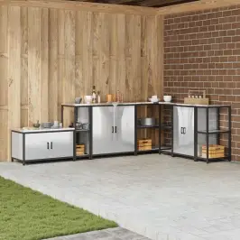 Virtuves Uzglabāšana Ar Plauktu Sudraba 60 X 50 X 92 Cm Tērauds Vidaxl