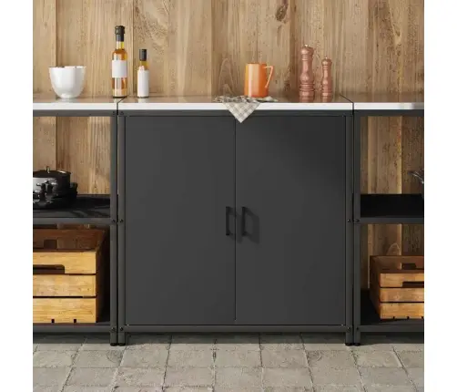 Virtuves Uzglabāšanas Skapis Melna 60 X 50 X 92 Cm Tērauds Vidaxl