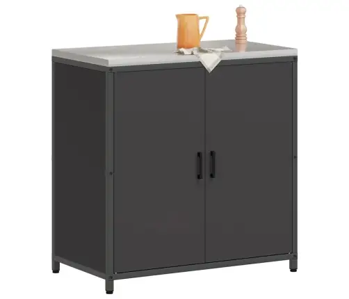 Virtuves Uzglabāšanas Skapis Melna 60 X 50 X 92 Cm Tērauds Vidaxl