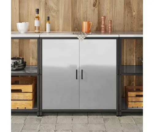 Virtuves Uzglabāšanas Skapis Ar Plauktu Sudraba 60 X 50 X 92 Cm Vidaxl